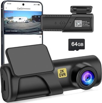 Dash Cam, WiFi FHD 1080P Dash Camera for Cars, Mini Car Camera, Dash Cam Front with Free 64GB SD Card, 160° Wide Angle, Night Vision, Loop Recording, 24H Parking Monitor,...