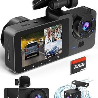 Dash Camera for Cars,4K Full UHD Car Camera Front Rear with 32GB Card,Built-in Super Night Vision,2.0'' IPS Screen,170°Wide Angle,WDR, 24H Parking Mode, Loop Recording