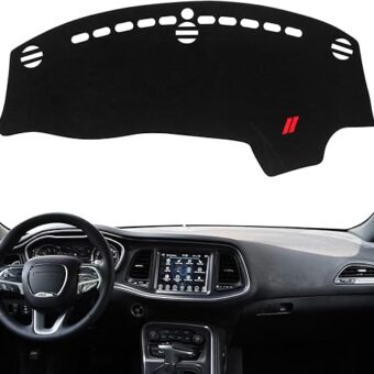 Dash Cover for Dodge Challenger Accessories 2015-2022 2023 2024 Dashboard Cover Mat Sunshade No Glare UV Rays Protector Nonslip Interior Pad (Black Edge)