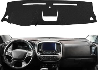 Dash Cover Mat Custom Fit for Chevy Chevrolet Colorado/GMC Canyon 2015-2022, Dashboard Cover Pad Carpet Protector Without Headup Display(Black) F172