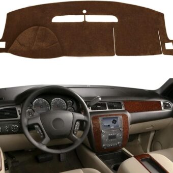 Dash Cover Mat Fit for 2007-2014 GMC Yukon,2007-2013 Chevy Chevrolet Silverado 1500 LTZ/Avalanche/Suburban,07-14 Tahoe, Dashboard Cover Carpet Pad w/o Dash Speaker (Brown)