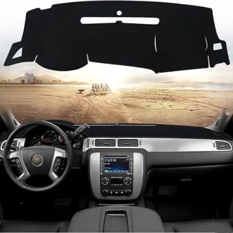 Dashboard Cover Dash Mat Compatible with GMC Sierra Chevy Silverado 2007-2013 Dash Covers - Models with Two Glove Boxes