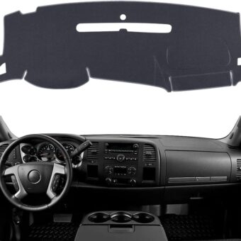 Dashboard Cover for GMC Sierra and Chevrolet Silverado- Fits 2007-2013 Models with Two Glove Boxes. Custom Fit Dash Mat, Won't Break Dash Sensors(Premium Carpet, Gray)