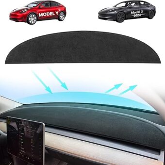 Dashboard Cover for Tesla Model Y & 2024 Refreshed Model 3 Highland, Suede NonSlip No Glare Dash Cover Pad Mat Custom Fit for Tesla Model Y/3 Accessories 2017-2024, Complements...