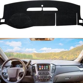 Dashboard Dash Cover Mat Carpet Compatible with 07-14 Chevy Tahoe Suburban Denali Avalanche GMC Yukon/XL,07-13 Chevy Silverado GMC Sierra without Dash Speaker and Only One Glove...