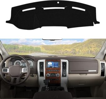 Dashboard Dash Cover Mat Carpet Compatible with 2010-2014 Dodge Ram 1500 2500 3500 （Black）