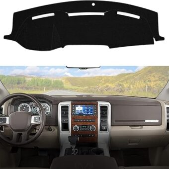 Dashboard Dash Cover Mat Carpet Compatible with 2010-2014 Dodge Ram 1500 2500 3500 （Black）