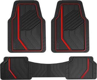 Dickies 3-Piece Floor Automotive Mats, Heavy-Duty Rubber Liners, All-Weather Auto Protection, Anti-Slip Design, All-Season Trim-to-Fit Custom, for Vehicles, Cars, Trucks, SUVs...