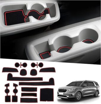 Door Slot Mat for Kia Carnival 2022-2024 Accessories 17PCS/Sets Non-Slip Cup Holder Inserts 2022+ Kia Carnival Center Console Liner Mats Compatible with 2022 2023 2024 Kia Carnival