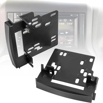 Double DIN Dash Radio Trim Plate for 07-16 Chrysler Town&Country Sebring / Dodge Challenger Grand Caravan/Jeep Compass Wrangler, Double Din Radio Brackets, 2 Din Stereo Mounting...