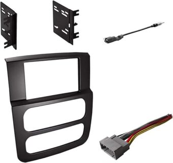 Double DIN Radio Dash Kit with Antenna Adapter & Harness for 2002-2005 Dodge RAM 1500 2500 3500