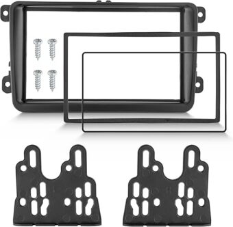 Double DIN Radio Dash Kits for Volkswagen Jetta/GLI/Passat/CC/Tiguan/Scirocco 2006-2018, Double Din Radio Mount Housing Bracket Installation Trim Bezel Kit Installation...