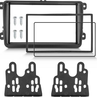 Double DIN Radio Dash Kits for Volkswagen Jetta/GLI/Passat/CC/Tiguan/Scirocco 2006-2018, Double Din Radio Mount Housing Bracket Installation Trim Bezel Kit Installation...