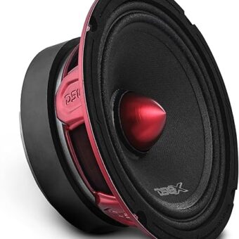 DS18 PRO-X6.4BM Loudspeaker - 6.5", Midrange, Red Aluminum Bullet, 500W Max, 250W RMS, 4 Ohms - Premium Quality Audio Door Speakers for Car or Truck Stereo Sound System (1 Speaker)