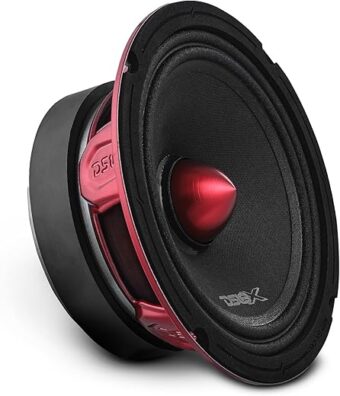 DS18 PRO-X6.4BM Loudspeaker - 6.5", Midrange, Red Aluminum Bullet, 500W Max, 250W RMS, 4 Ohms - Premium Quality Audio Door Speakers for Car or Truck Stereo Sound System (1 Speaker)