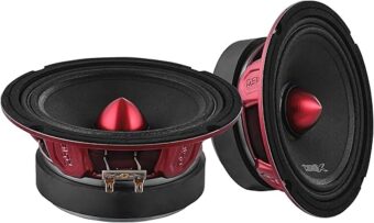 DS18 PRO-X6.4BM Loudspeaker - Pair of 6.5", Midrange, Red Aluminum Bullet, 500W Max, 250W RMS, 4 Ohms - Premium Quality Audio Door Speakers for Car or Truck Stereo Sound System...