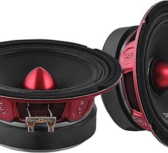 DS18 PRO-X6.4BM Loudspeaker - Pair of 6.5", Midrange, Red Aluminum Bullet, 500W Max, 250W RMS, 4 Ohms - Premium Quality Audio Door Speakers for Car or Truck Stereo Sound System...