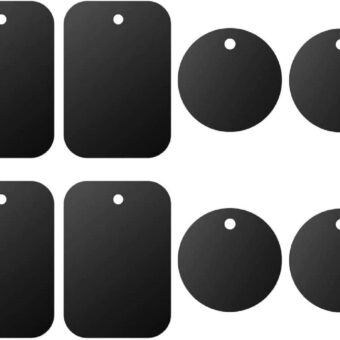 DSTELIN Universal Metal Plate 8 Pack for Magnetic Phone Car Mount Holder Cradle with Adhesive (Compatible with Magnetic Mounts) - 4 Rectangle and 4 Round, Black