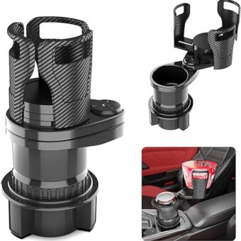 Dual Cup Holder, 2 in 1 Expandable Cup Holder for Car, Upgraded Multifunctional Cup Holder Extender, for Bottles Cups Drinks Snack, Compatible with Most Cars (AC2388)