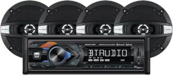 Dual Electronics XDM17BT | XDM17SPK4 Single DIN Car Stereo | Push to Talk Assistant (AM/FM Bluetooth Receiver with (4) Speakers)