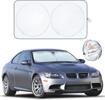 EcoNour Car Windshield Sun Shade | Reflector Sunshade Offers Ultimate Protection for Car Interior | Cool Reflective Sun Blocker Fits Small Sedans, Mini SUVs, & Hatchbacks |...