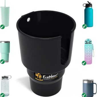 EcoNour Cup Holder Expander for Car to Keep Hydro Flasks (32/40 oz), Yeti, Nalgene & Stanley Water Bottles | Large Cup Extender Holder for Car to Carry Drinks | Detachable Car...