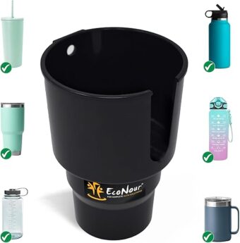 EcoNour Cup Holder Expander for Car to Keep Hydro Flasks (32/40 oz), Yeti, Nalgene & Stanley Water Bottles | Large Cup Extender Holder for Car to Carry Drinks | Detachable Car...