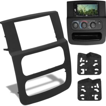 ECOTRIC High Grade Double DIN Stereo Dash Kit Compatible with 2002-2005 Dodge Ram 1500 2500 3500 Pickup Black Without Wiring Harness