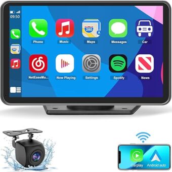 Eleacc Portable Wireless Carplay Car Stereo, 7" HD Touchscreen for Car with Apple CarPlay & Android Auto with Mirror Link/Backup Camera/Siri/Bluetooth/Navigation/AUX for All...