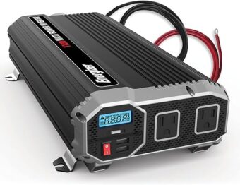 Energizer 1100 Watts Power Inverter Modified Sine Wave Car Inverter, 12V to 110 Volts, Two AC Outlets, Two USB Ports (2.4 Amp) and Battery Cables Included – ETL Approved Under...