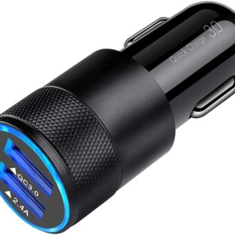 Fast Car Charger, Quick Charging 5.4A/30W Phone USB Adapter Rapid Plug 2 Port Cigarette Lighter Charger Flush Compatible Samsung, Tablet, iPhone, iPad, LG, Automobile Charger