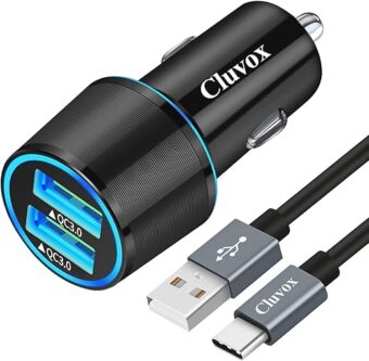 Fast USB Car Charger for Samsung Galaxy A55/A54/A53/A50/A15/A14/S24/S23/S22/S21 Plus/Ultra/S20 FE/S10/S9/S8/Note 20/A10S/A21/A31/A51 Quick Charge 3.0 Dual USB Rapid Car Charger...