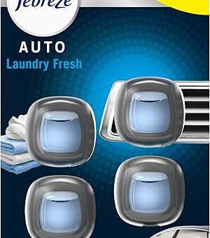 Febreze Car Air Freshener Vent Clip Laundry Fresh Scent, 07 oz. Car Vent Clip, Pack of 4