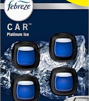 Febreze Car Air Freshener Vent Clip Platinum Ice Scent, 07 oz. Car Vent Clip, Pack of 4