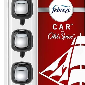 Febreze Old Spice Car Air Fresheners, Old Spice Scent, Odor Fighter for Strong Odor, Car Vent Clips (3 Count)