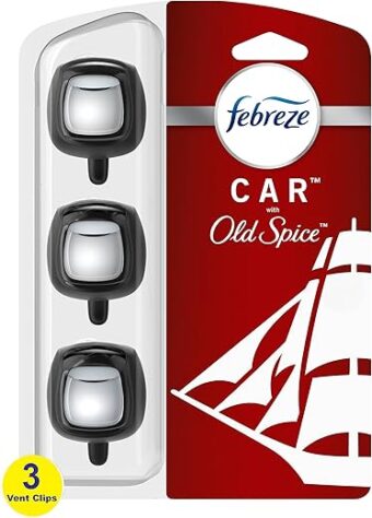 Febreze Old Spice Car Air Fresheners, Old Spice Scent, Odor Fighter for Strong Odor, Car Vent Clips (3 Count)