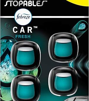 Febreze Unstopables Car Odor-Fighting Car Freshener Vent Clip Fresh Scent, 07 oz. Car Vent Clip, Pack of 4