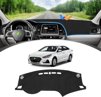 FIILINES Dash Cover for Hyundai Sonata 2015-2019, Dashboard Cover Sonata Accessories Suede Sunshade Anti-Slip Dash Mat Black