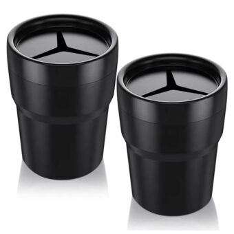 FIOTOK Car Trash Can with Lid, Mini Auto Garbage Can Leakproof Vehicle Trash Bin Fits Cup Holder in Console or Door for Automotive Car, Home, Office, Kitchen, Dinning Room 2 Packs