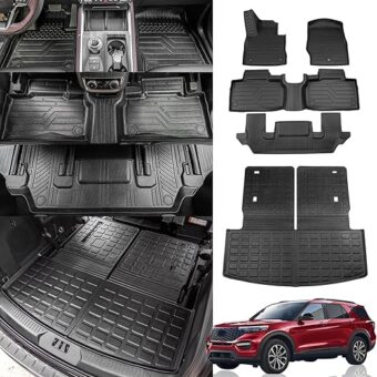 Floor Mats Compatible with 2020-2024 Ford Explorer 6-Seater Cargo Liner All Weather Trunk Mat Cargo Mat Trunk Liner 2023 Explorer Accessories (Upgrade Trunk Mat with Backrest...