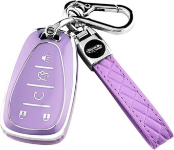 for Chevy Key Fob Cover with Keychain,Soft TPU Key Case Shell Full Protection for Chevrolet 2016-2021 Chevy Equinox Malibu Camaro Cruze Blazer Traverse Trax 5 Button Holder...