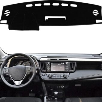 for Toyota Rav4 Accessories 2018 2017 2016 2015 2014 2013 Dash Cover Dashboard Cover Mat Custom Fit Center Console Cover Sunshield Protector RAV 4 Pad（Black Trim）