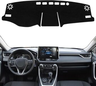 for Toyota Rav4 Accessories 2024 2023 2022 2021 2020 2019 Dashboard Cover Dash Cover Mat Custom Fit Center Console Cover Sunshield Protector RAV 4 Pad（Black Trim）