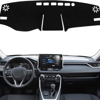 for Toyota Rav4 Accessories 2024 2023 2022 2021 2020 2019 Dashboard Cover Dash Cover Mat Custom Fit Center Console Cover Sunshield Protector RAV 4 Pad（Black Trim）