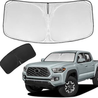 for Toyota Tacoma 2016-2023 2024 Sun Shade Sunshade Windshield Cover - 4 Layers Front Window Shade Custom Fit Tacoma 2Dr 4Dr Pickup Sun Visor 240T Retractable Shade Blocks UV...