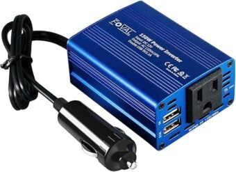 FOVAL 150W Power Inverter for Vehicles 12V DC to 110V AC Converter Car Adapter for Plug Outlet with 3.1A Dual USB Car Charger for Laptop, Road Trip Accessories