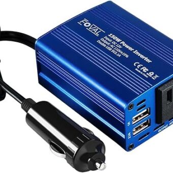 FOVAL 150W Power Inverter for Vehicles 12V DC to 110V AC Converter Car Adapter for Plug Outlet with 3.1A Dual USB Car Charger for Laptop, Road Trip Accessories