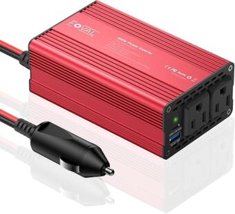 FOVAL 400W Power Inverter 12V DC to 110V AC Car Plug Adapter Outlet Converter with [65W PD USB-C] & [18W QC USB-A] Fast Charging Ports and 2 AC Outlets Car Power Inverters for...