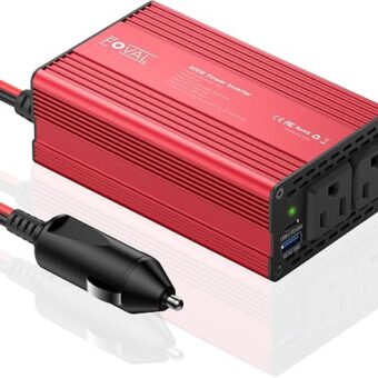 FOVAL 400W Power Inverter 12V DC to 110V AC Car Plug Adapter Outlet Converter with [65W PD USB-C] & [18W QC USB-A] Fast Charging Ports and 2 AC Outlets Car Power Inverters for...