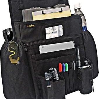 Front Seat Organizer, Passenger Seat File Organizer with Dedicated Laptop Tablet Holder Cup Holder For Car, Law Enforcement - Vehicle, Black